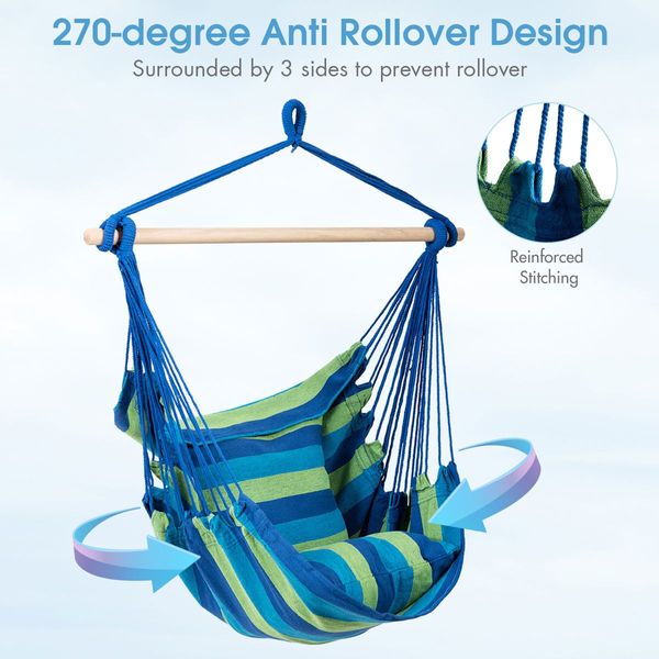 Hanging Rope Swing Seat with 2 Seats for Outdoor Play