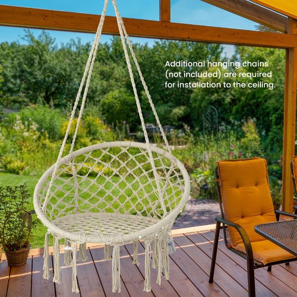 Hammock Swing with Macrame Design and LED Lights for Living Room/Patio