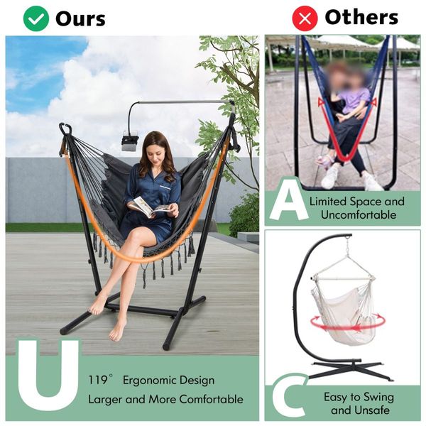 Adjustable Hanging Chair with Phone Holder for Indoor & Outdoor Use