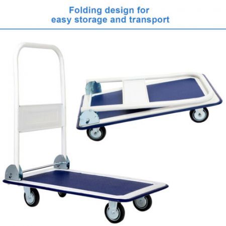 Folding Push Cart Dolly with 360 Degree Swivel Wheels for Garage/Kitchen