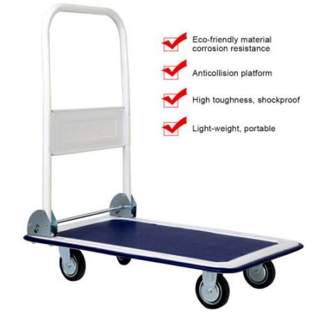 Folding Push Cart Dolly with 360 Degree Swivel Wheels for Garage/Kitchen