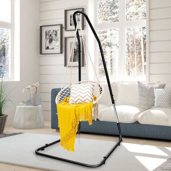 Adjustable Hammock Chair Stand with Safety Hook for Bedroom & Patio (without Hammock)