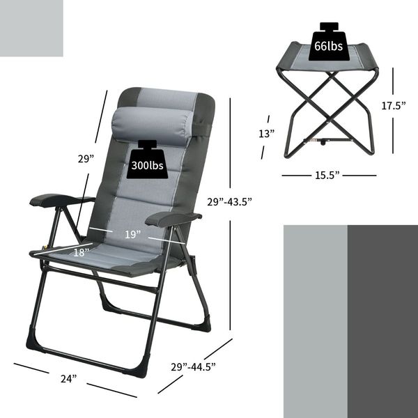 Folding Recliner Chair with 7-Position Adjustable Backrest