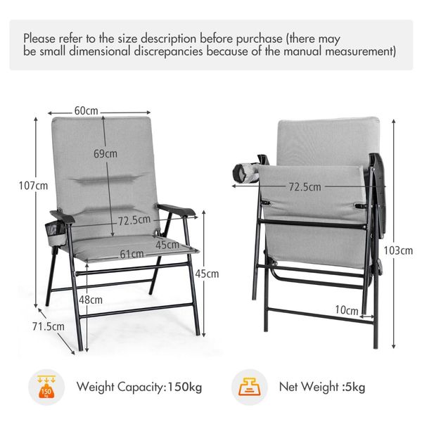 Portable Padded Folding Chair for Camping & Dining & Beach