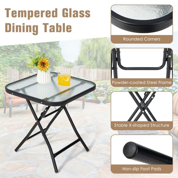 Folding Coffee Table with Tempered Glass Tabletop