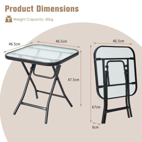 Folding Coffee Table with Tempered Glass Tabletop