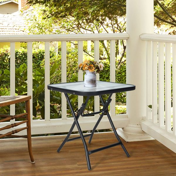 Folding Coffee Table with Tempered Glass Tabletop