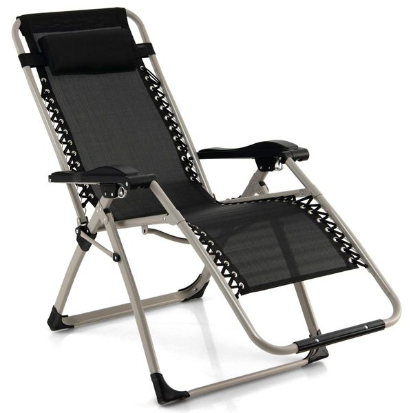 Folding Zero Gravity Lounge Chair with Removable Headrest