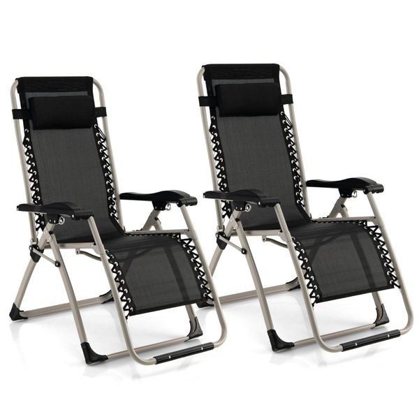 Folding Zero Gravity Lounge Chair with Removable Headrest