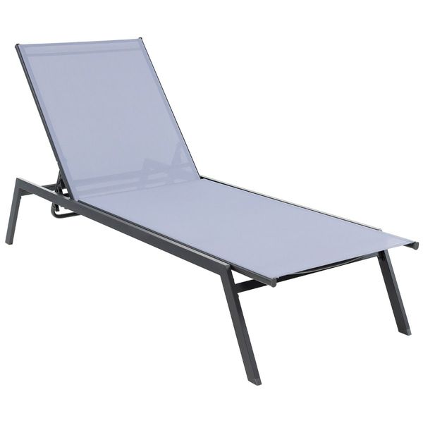 6-Position Outdoor Adjustable Chaise Lounge Chair for Poolside & Backyard