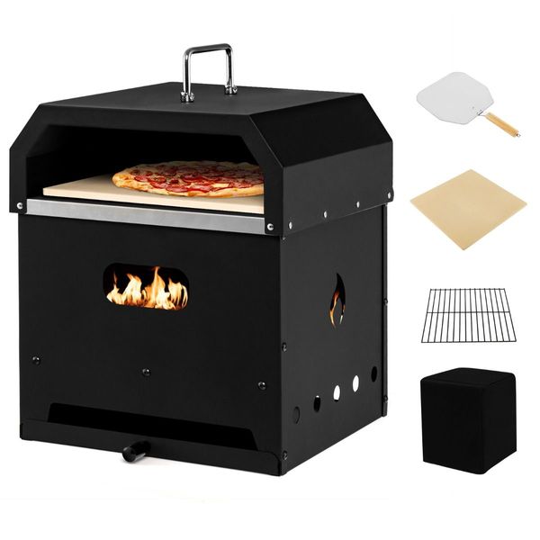 4-in-1 Multipurpose Outdoor Pizza Oven with 2-Layer Detachable Grill Oven & Fire Pit