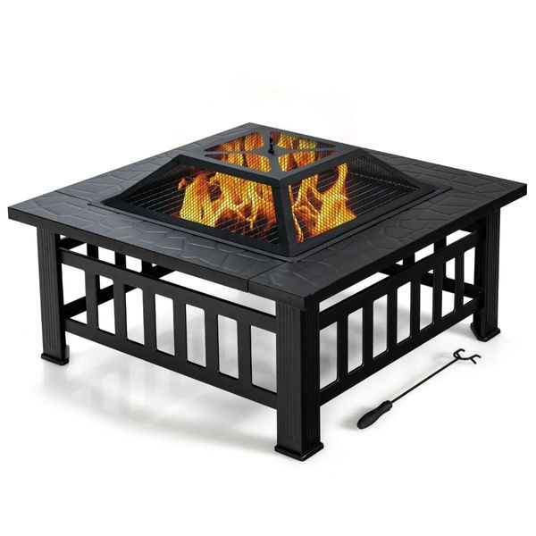 3 in 1 Fire Pit with Spark Screen Cover