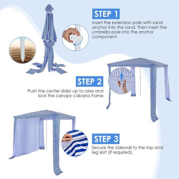 Foldable and Portable Beach Canopy with Sun Protection for Beach and Patio