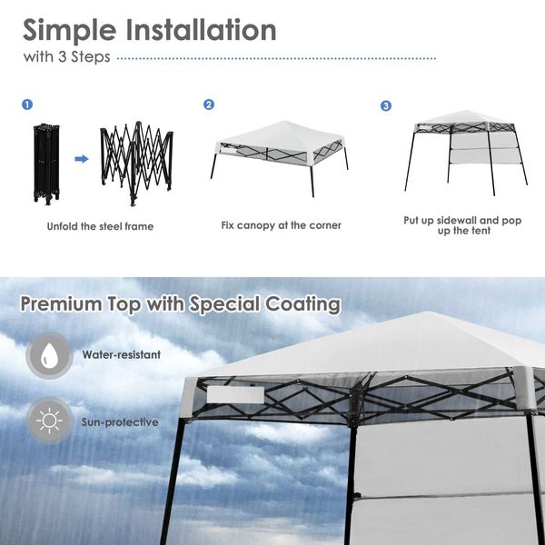 2.1m x 2.1m Slant Leg Pop-up Canopy with Backpack for Camping