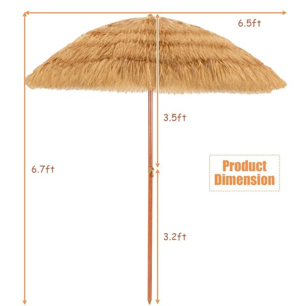 2m Thatch Umbrella Tilting Outdoor Beach Patio Sun Shelter Parasol