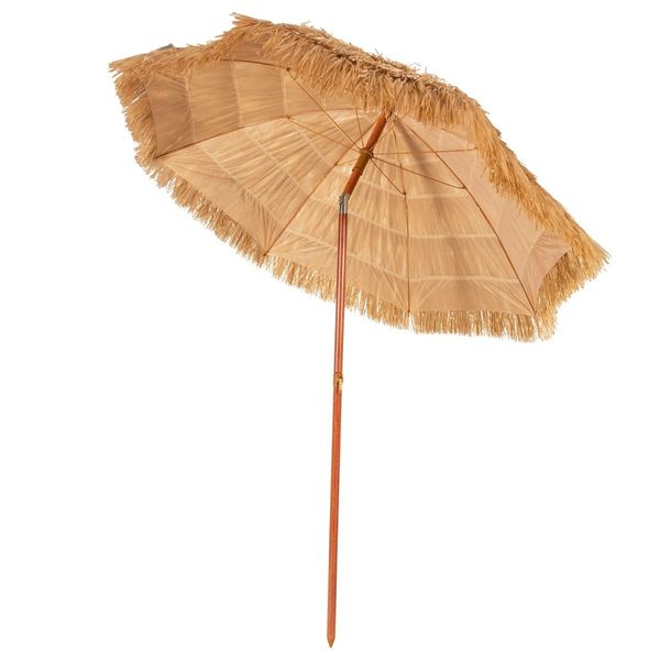 2m Thatch Umbrella Tilting Outdoor Beach Patio Sun Shelter Parasol