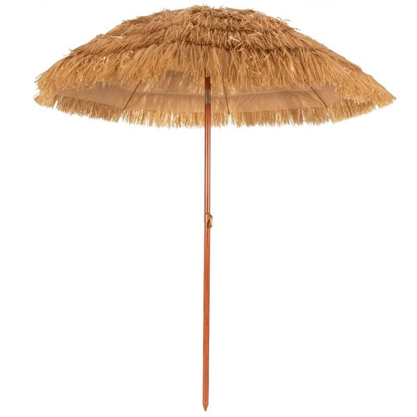 2m Thatch Umbrella Tilting Outdoor Beach Patio Sun Shelter Parasol