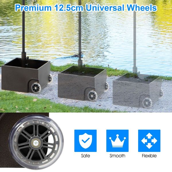 Heavy-Duty Steel Patio Market Umbrella Stand with 2 Wheels for Patio