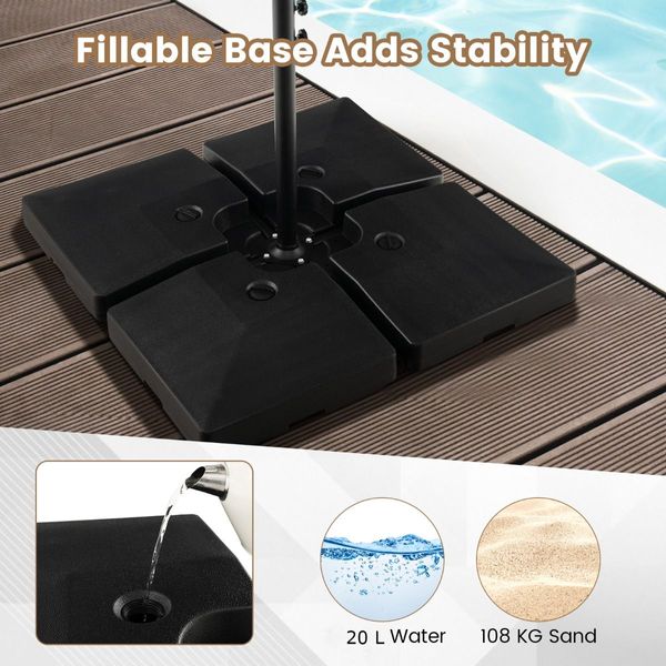 Heavy-Duty Water & Sand Filled Umbrella Stand for Pool