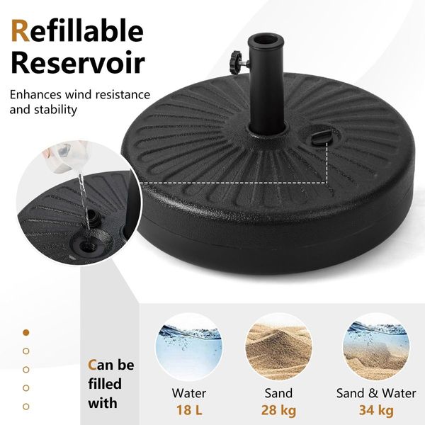 50 cm Fillable Round Umbrella Base Stand with 18 L Weight Capacity