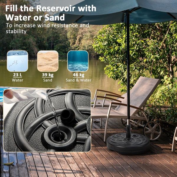 56 cm Fillable Round Umbrella Base Stand with 26 KG Weight Capacity