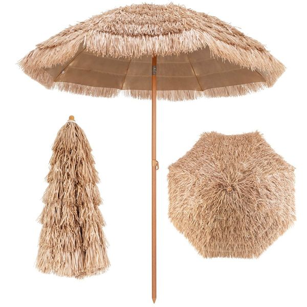 2.2M Hawaiian Portable Hula Umbrella for Beach, Pool