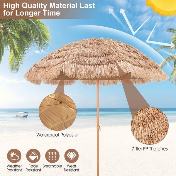 2.2M Hawaiian Portable Hula Umbrella for Beach, Pool