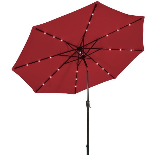 3m Patio Market Umbrella with Solar LED & Adjustment Crank