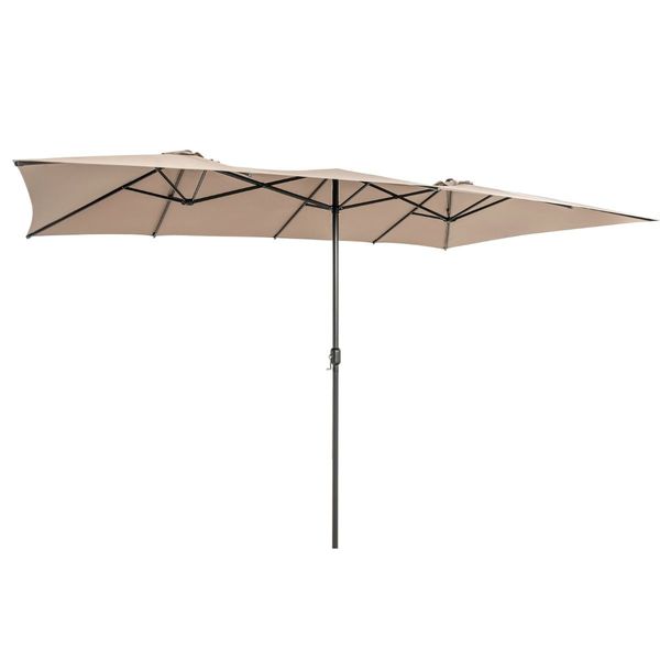 Double-Sized Patio Umbrella with Crank Handle for Poolside