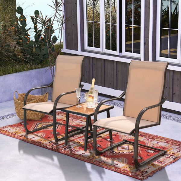 High Back Patio Chairs with Breathable Fabric for Backyard