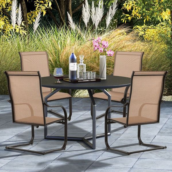 High Back Patio Chairs with Breathable Fabric for Backyard