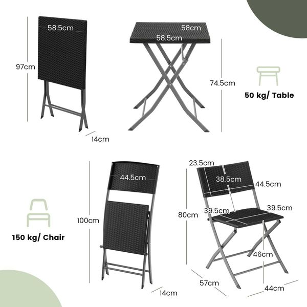 Functional 3-Piece Bistro Set for Garden