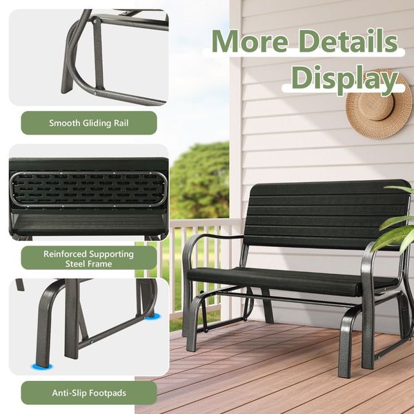 2-Person Glider Bench with Ergonomic Backrest & Armrests