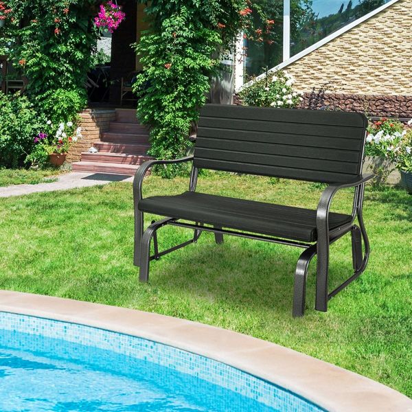 2-Person Glider Bench with Ergonomic Backrest & Armrests