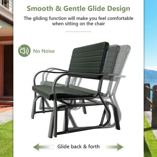 2-Person Glider Bench with Ergonomic Backrest & Armrests