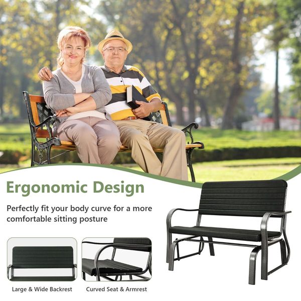 2-Person Glider Bench with Ergonomic Backrest & Armrests