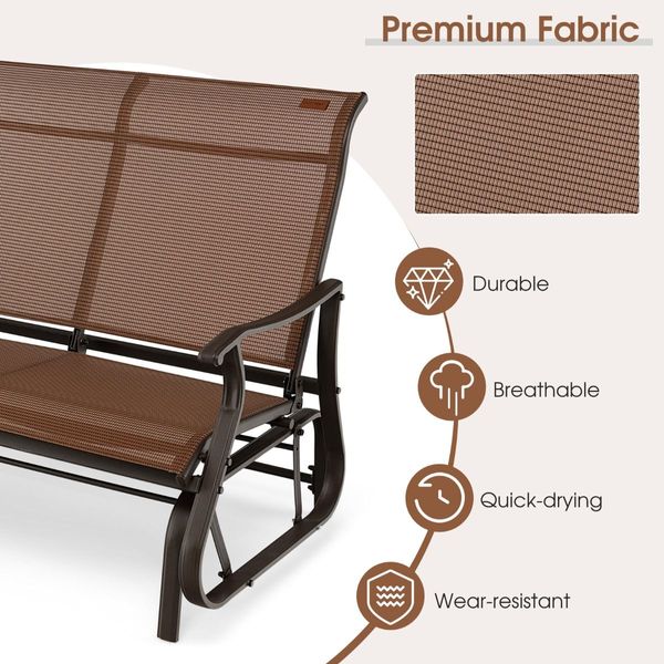 2-Person Patio Glider Bench with High Back & Curved Armrests