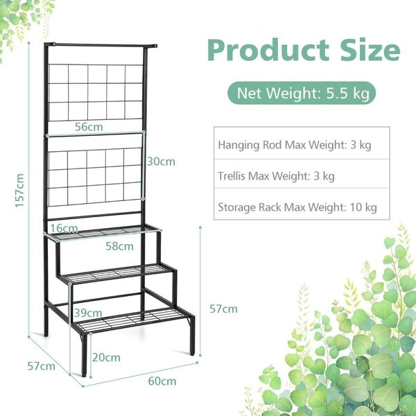 3-Tier Hanging Plant Stand with 3-tier Shelves for Living Room