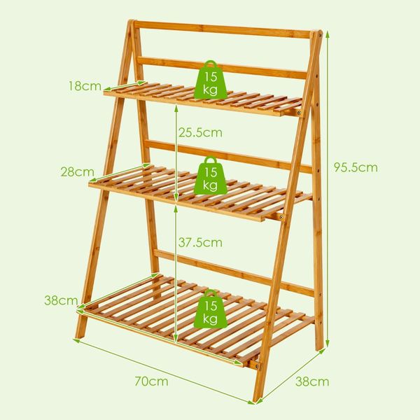 Folding Bamboo Plant Stand for Garden