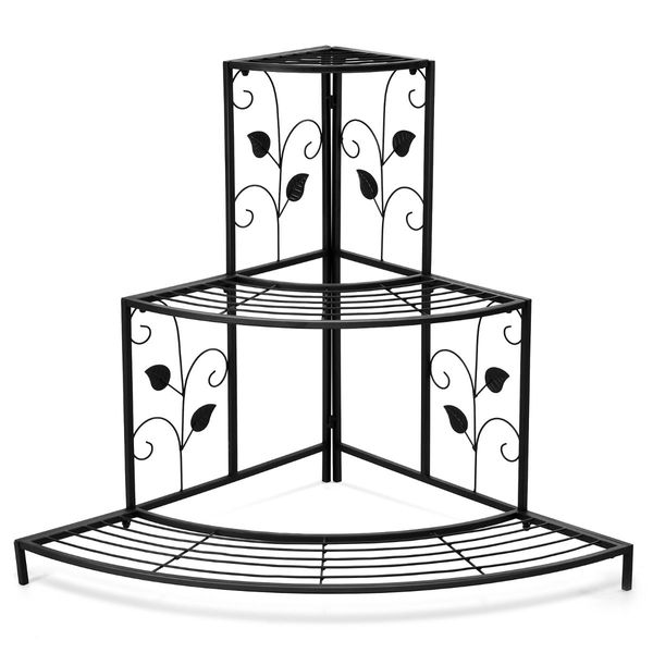 3-Tier Metal Corner Plant Stand for Indoor & Outdoor Use