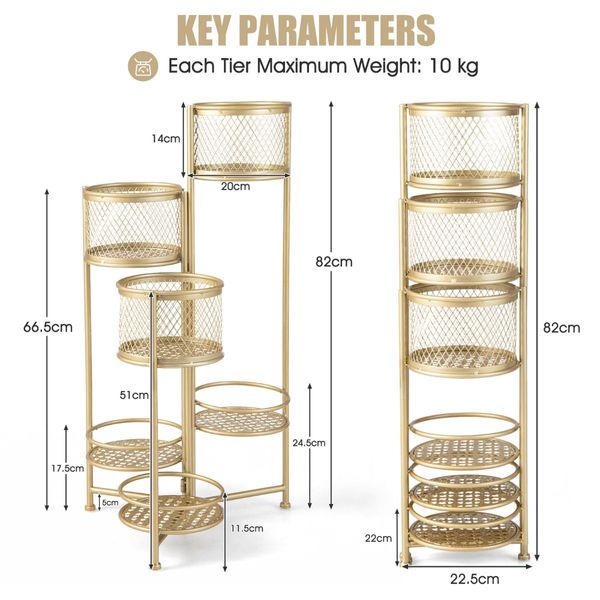 6-tier Folding Metal Plant Stand with Folding Design for Garden/Patio