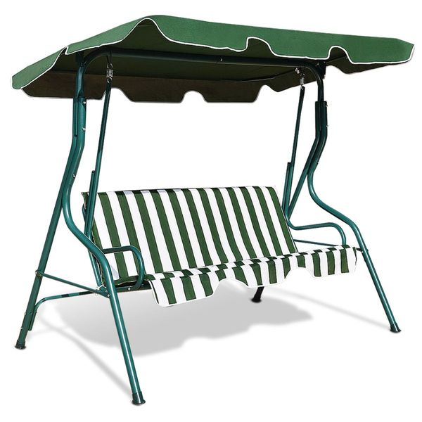 3 Seat Outdoor Patio Swing Chair with Adjustable Canopy for Backyard/Balcony