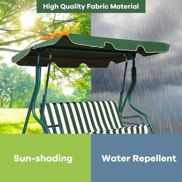 3 Seat Outdoor Patio Swing Chair with Adjustable Canopy for Backyard/Balcony