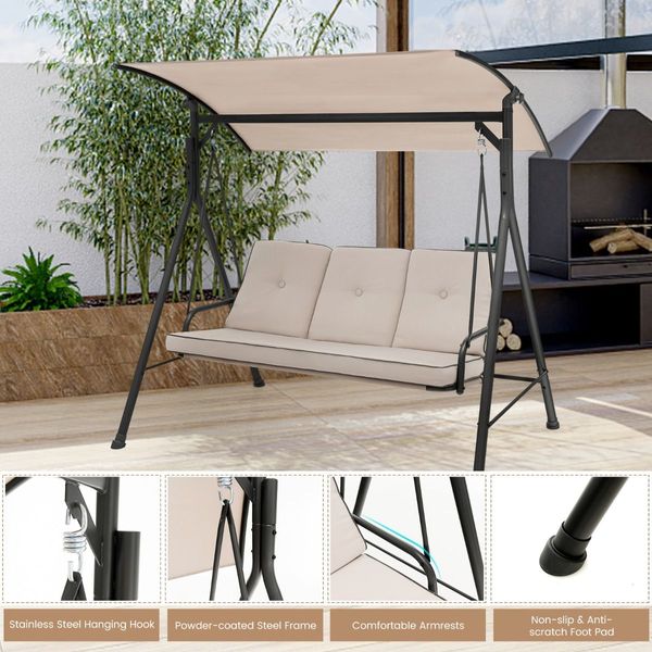 Outdoor Swing Chair with Adjustable Canopy for Garden