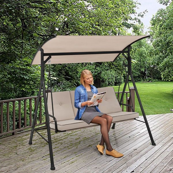 Outdoor Swing Chair with Adjustable Canopy for Garden