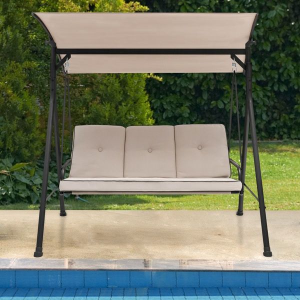 Outdoor Swing Chair with Adjustable Canopy for Garden