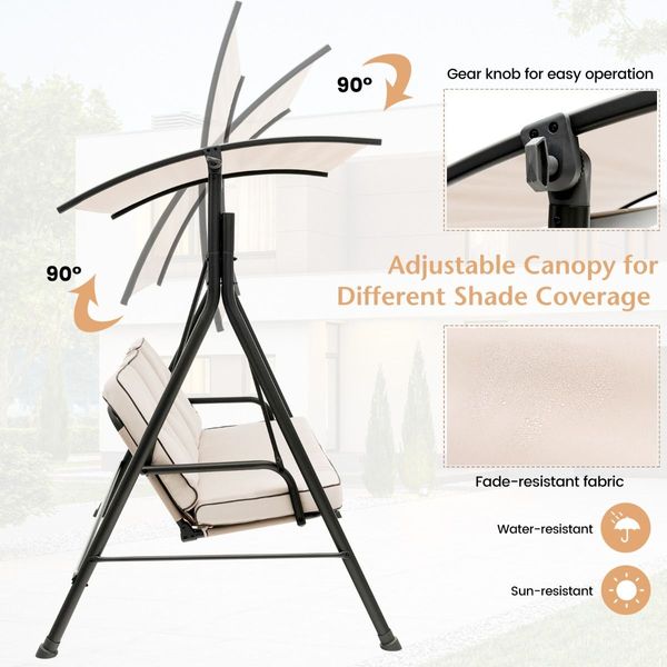 Outdoor Swing Chair with Adjustable Canopy for Garden