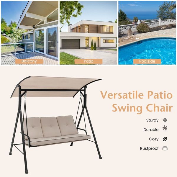 Outdoor Swing Chair with Adjustable Canopy for Garden