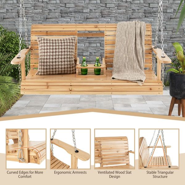 Porch Swing Chair with Adjustable Chains for Garden