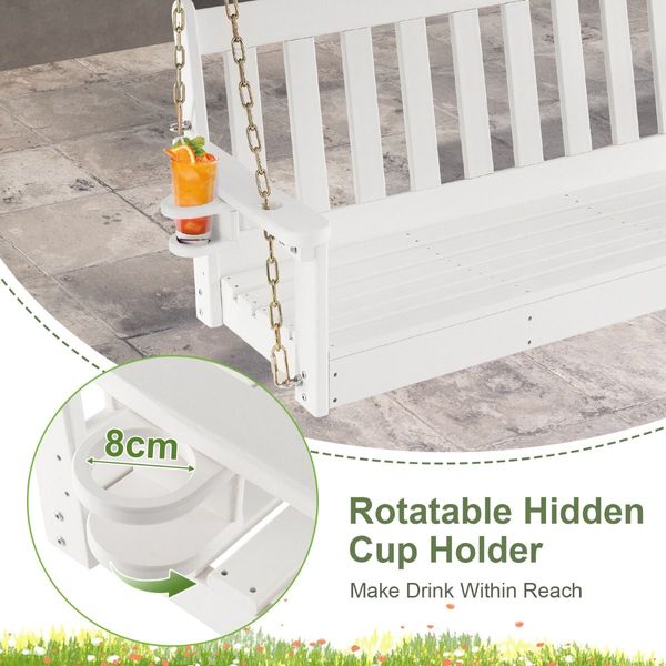 2 Person HDPE Porch Swing with Cup Holder & Adjustable Chains